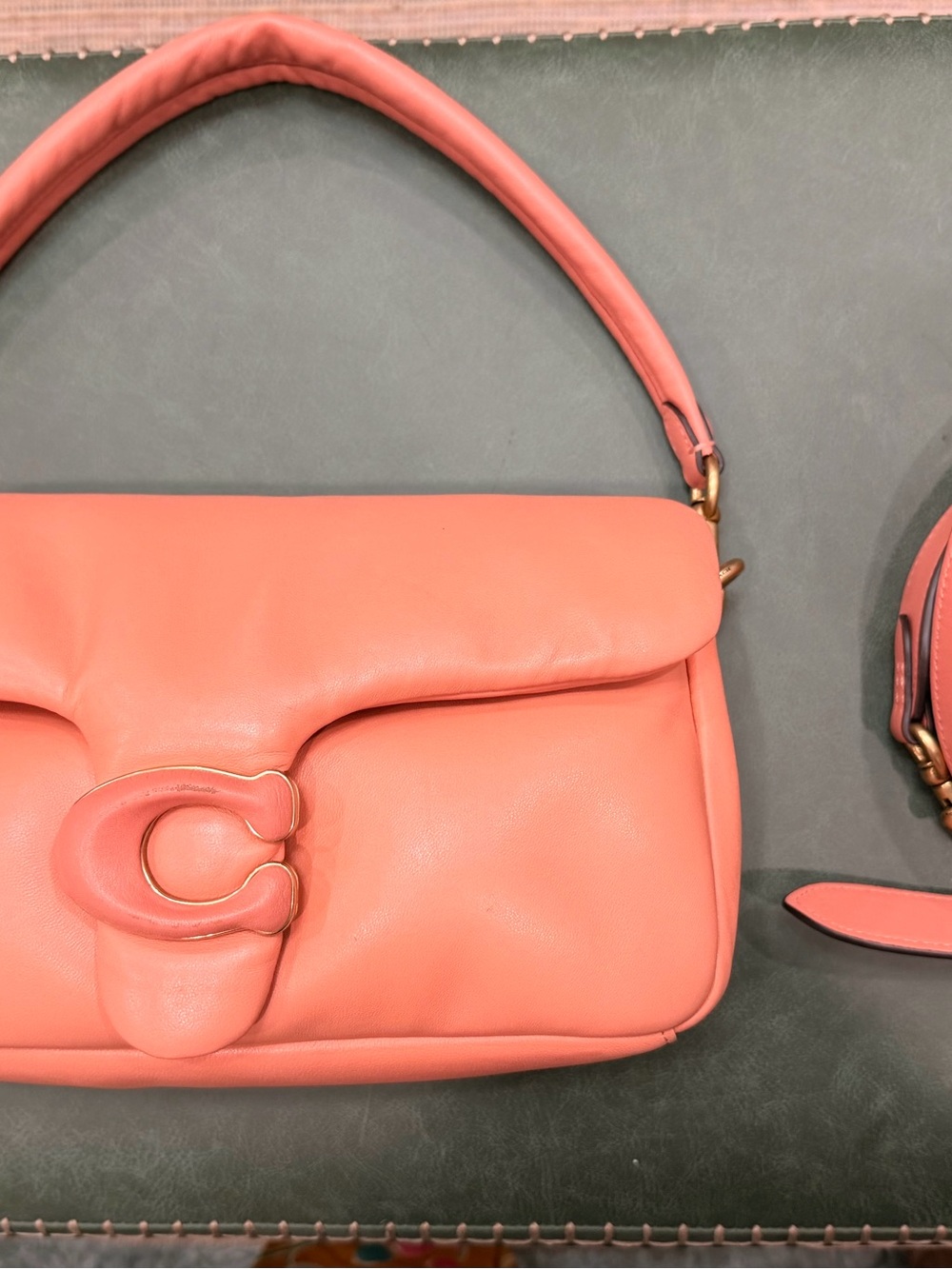Coral Leather Shoulder Bag with Signature Hardware